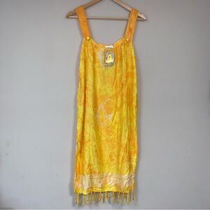 Tie Dye Boho Beach Pool Cover Yellow Fish Hippie Loose Relaxed Fit Summer Vaca